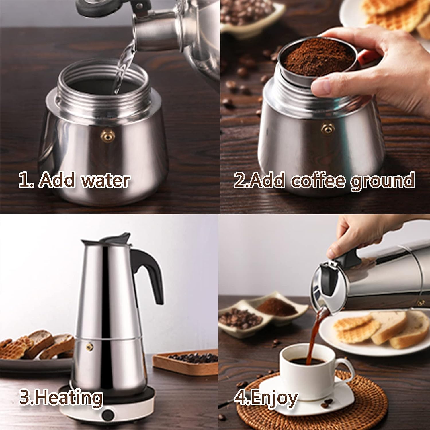4/6/9 чашек Moka Pot Caffe Mac – обзор и цена Coffee Equipment For Sale